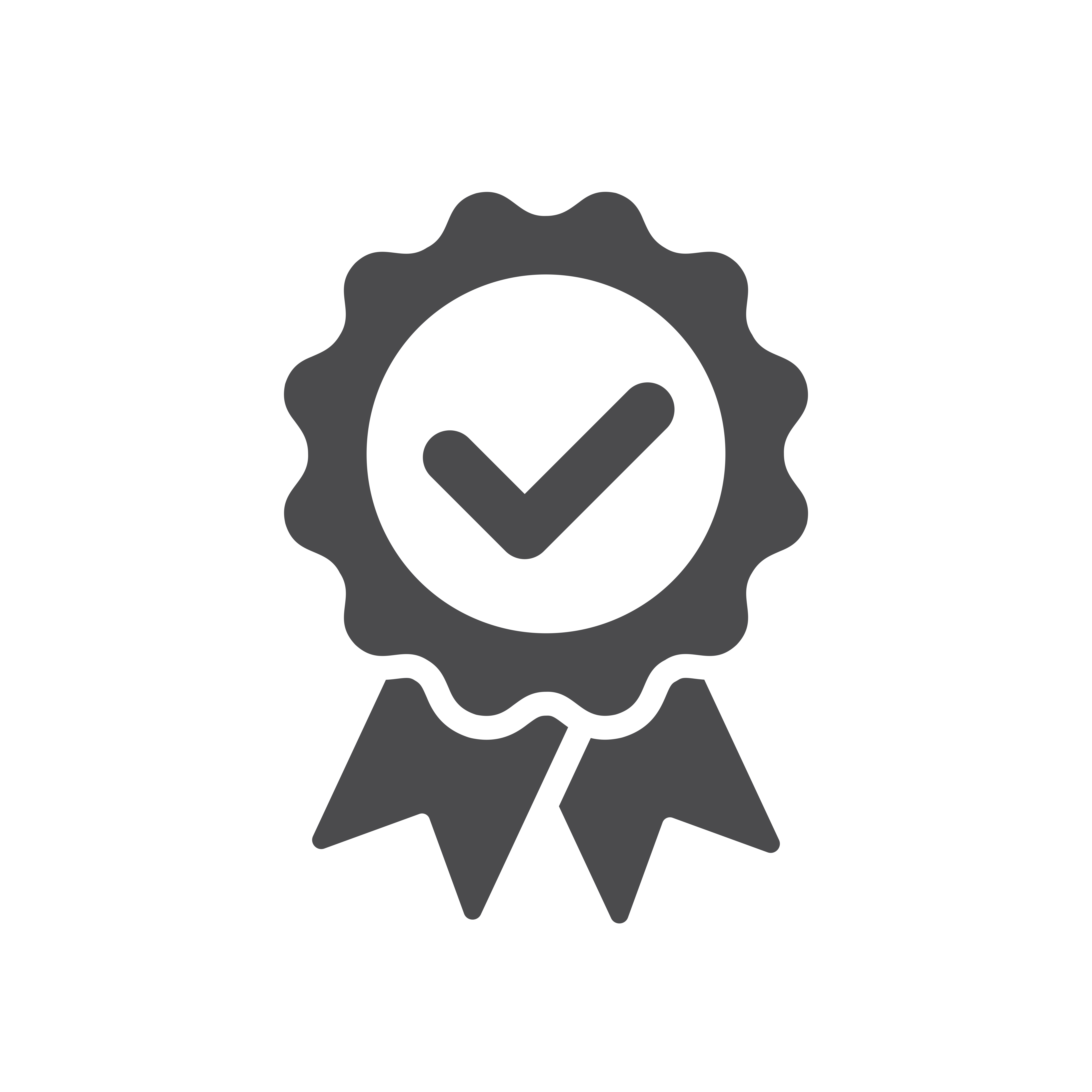 Quality icon, certified check mark ribbon label. Vector premium product certified or best choice recommended award and warranty approved certificate stamp